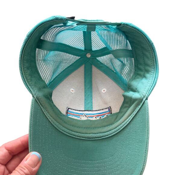 Patagonia white teal logo trucker mesh snap back hat SIZE OS - Picture 3 of 4